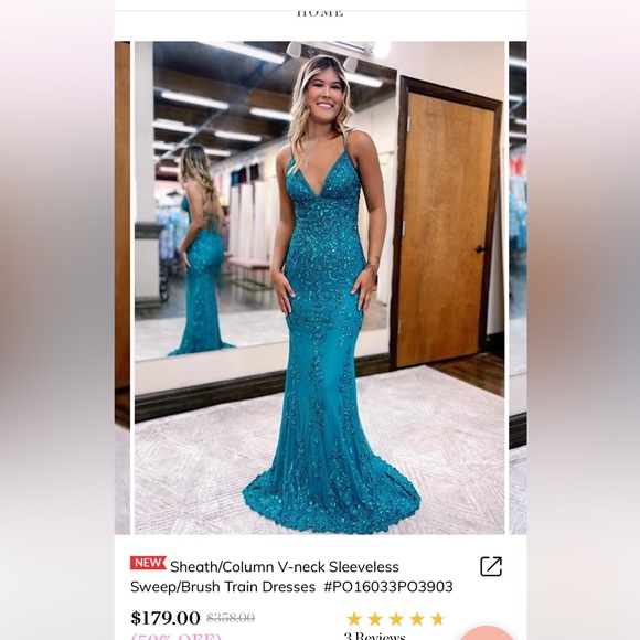 hebeos Sheath/Column V-neck Sleeveless
Sweep/Brush Train Dresses #P016033P03903 - Picture 1 of 10